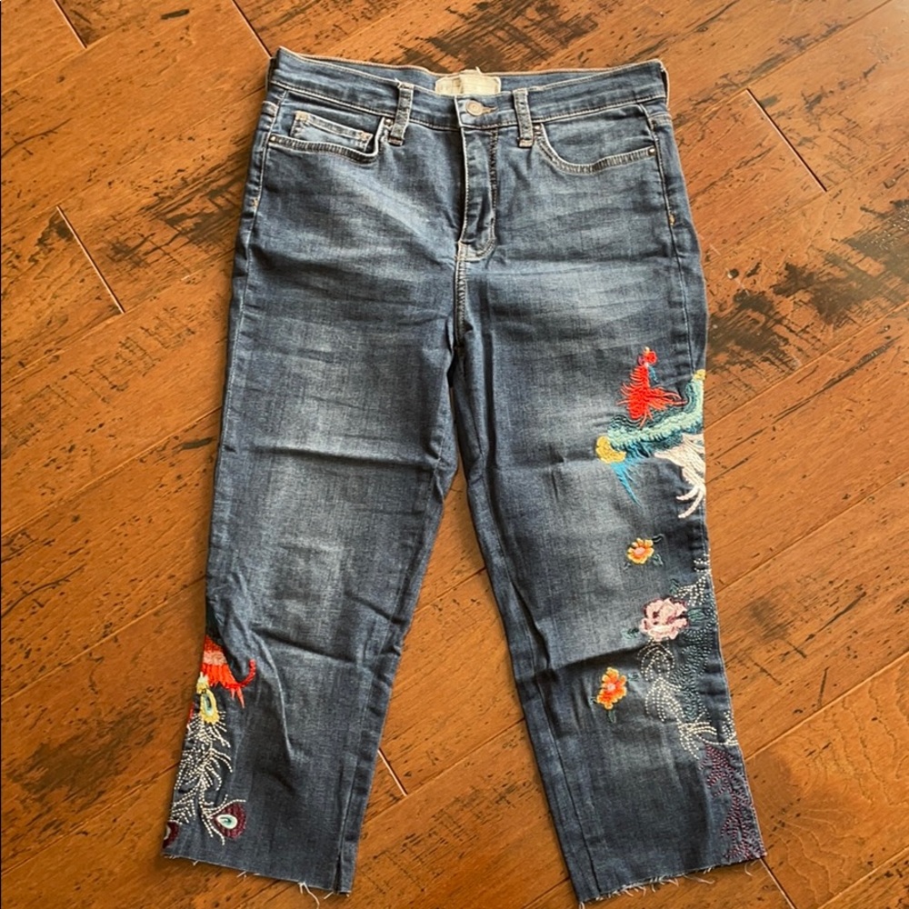 Free People embroidered cropped jeans